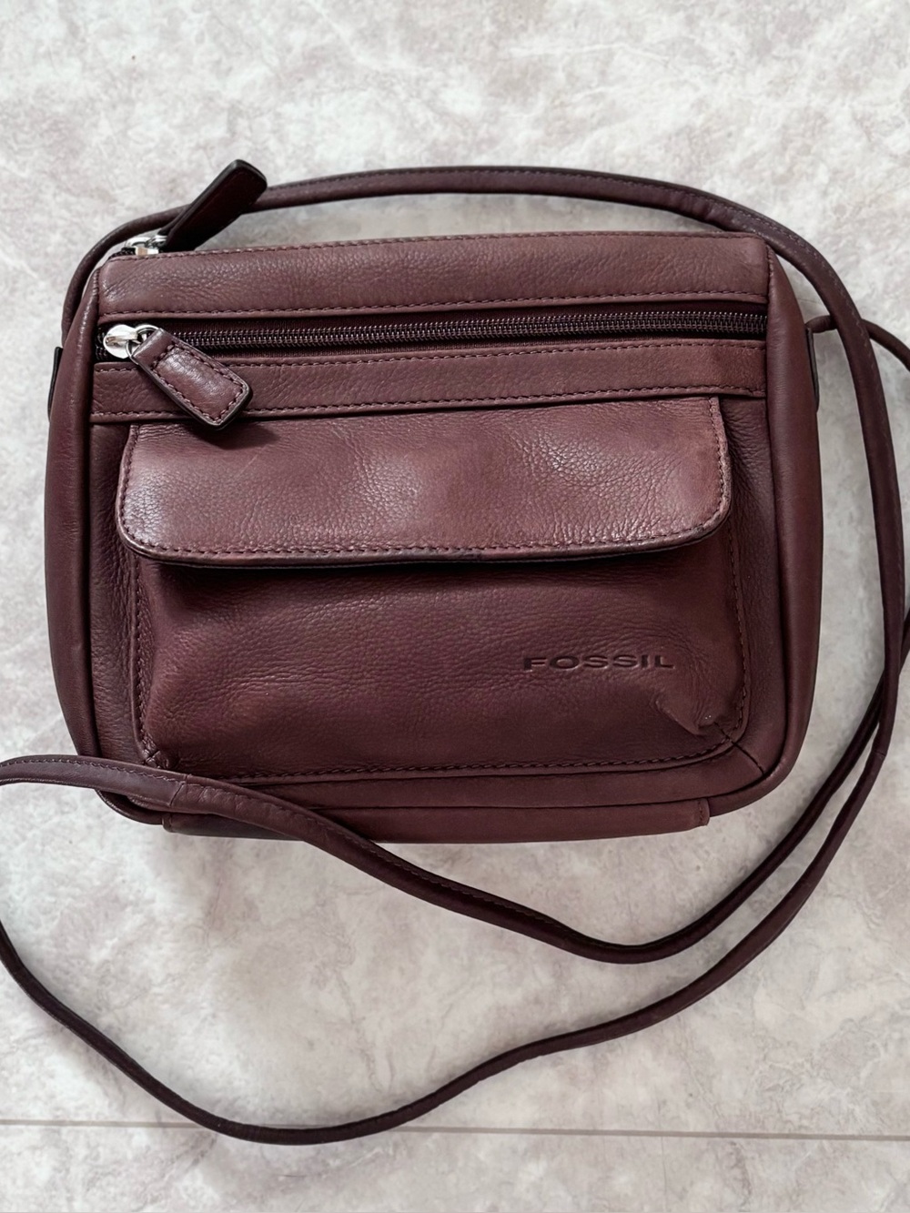 Fossil Brown Leather Crossbody Minimalist Purse